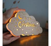 Lampara personalizada en forma de Nube para bebes y niños - Mesita Quitamiedos de noche Regalos Cumpleaños bebe recien nacido comunion decoracion habitacion luz quitamiedos infantil niño niña