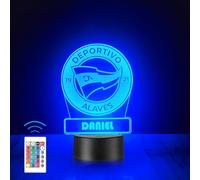 Lámpara Personalizada Equipos Fútbol. Regalos Originales Cumpleaños Infantiles.Regalos para Hombres, Día del Padre. Diseño Escudo Real Madrid de Metacrilato (Deportivo Alavés)