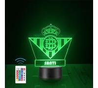Lámpara Personalizada Equipos Fútbol. Regalos Originales Cumpleaños Infantiles.Regalos para Hombres, Día del Padre. Diseño Escudo Ral Betis de Metacrilato (Real Betis)