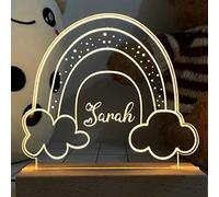 Lampara Personalizada para bebes y niños de mesita de noche Regalos bebe recien nacido personalizada decoracion habitacion bebe luz quitamiedos infantil lampara niño originales niña (ARCOIRIS2)