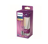 Lámpara Philips LED Classic E27, 60 W, forma de lágrima, transparente, blanco cálido
