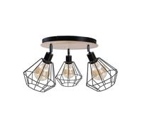 Lámpara Redonda de Techo Metal Madera E27 Ø34 CM Flexible Foco Comedor Linsey