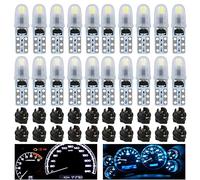 Lámpara salpicadero 20 piezas LED T5 12 V con base cierre giratorio Iluminación contador LED luz salpicadero coche lámpara incandescente para contador lámpara señalización (azul helado + azul)