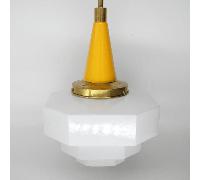 Lámpara Scala Mostaza Opal Blanca Brillo