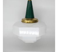 Lámpara Scala Verde Botella Opal Blanca Brillo