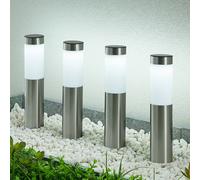 Lámpara sobremuro LED solar de Lindby, juego de 4, piqueta, 31 cm, IP44 True