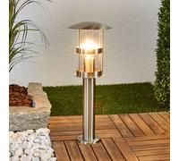 Lámpara sobremuro Lindby Noemi, gris, acero inoxidable, 50 cm, IP44