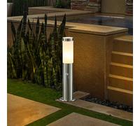 Lámpara sobremuro Lindby Statius, plateada, acero inoxidable, sensor, 45 cm True