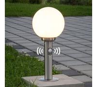 Lámpara sobremuro Lindby Vedran, 45 cm, acero inoxidable, sensor