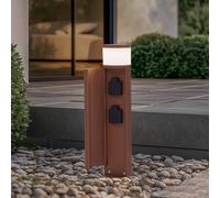 Lámpara sobremuro Lucande Corban, color óxido, puerta, enchufes, G9, IP44