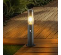 Lámpara sobremuro Statius de Lindby, antracita, hierro, sensor, 45 cm True