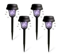 Lámpara solar antimosquitos, antimosquitos UV de 360°, destructor de moscas no tóxico, iluminación exterior impermeable, antimosquitos, apta para el hogar, jardín, patio, camping, juego de 4