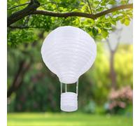 Lámpara solar colgante para exterior, 1 farolillo solar de 30 cm, resistente a la intemperie, farolillo de jardín con llama parpadeante, globo aerostático de nailon para exterior, jardín, decoración