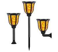 Lámpara solar con cera bailar Llama 350 lúmenes LED Lámpara de jardín (2 unidades, solar impermeable IP65 con llamas realistas para fiestas terase Barbacoa camping exterior etc