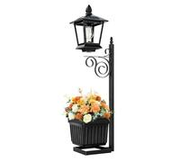 Lámpara solar con macetero farola solar 2 en 1 con maceta para flores | Macetero decorativo para jardín, patio, césped, terraza, balcón, sendero, apartamento