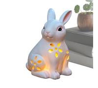 Lámpara Solar Conejo - Escultura Al Aire Libre De Resina, Sensor De Crepúsculo Automático, Acento De Corte Resistente A La Intemperidad | Accesorios De Decoración De Pascua, Patio, Balcón, Césped