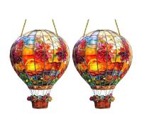 Lámpara solar de jardín con globo aerostático, modelo de globo aerostático, globo plano de acrílico para jardín, adorno de globo aerostático de acrílico, arte colgante para interiores y exteriores