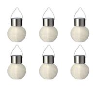 Lámpara solar de jardín de 7 x 9 cm de nailon, juego de 6 farolillos LED para jardín, balcón, lámpara solar, lámpara colgante para exterior, decoración de jardín, decoración de balcón, color blanco