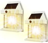 Lámpara solar de pared de tungsteno para exteriores, 2023 con sensor de movimiento inalámbrico del atardecer al amanecer, lámpara de pared LED, luz de seguridad solar impermeable IP65, iluminación