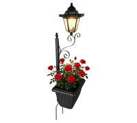 Lámpara Solar De Poste Con Maceta - Lámpara Decorativa 2 En 1 De Montaje En Pared Impermeable,Macetas Solares De Exterior Con Flores - Para Exterior, Jardín, Patio, Sendero, Césped, Al Aire Libre, Par