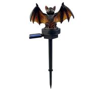 Lámpara solar de resina para jardín de Halloween | La luz solar de jardín de Halloween cuenta con un diseño de calavera gótica y resina inspirado en murciélagos con iluminación
