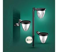 Lámpara Solar LED De Mesa Y Pared Con Espiga 3En1 Negro IP44 CCT Regulable