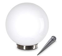 Lámpara solar Nassau, lámpara globo con pincho de tierra, lámpara globo de plástico blanco Ø 20 cm, lámpara de exterior con interruptor de encendido/apagado, lámpara solar con interruptor crepuscular