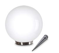 Lámpara solar Nassau, lámpara globo con pincho de tierra, lámpara globo de plástico blanco Ø 30 cm, lámpara de exterior con interruptor de encendido/apagado, lámpara solar con interruptor crepuscular