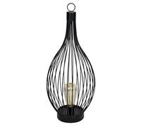 Lámpara solar ovalada de metal, diseño de jaula, resistente a la intemperie, ideal para iluminar jardines y patios exteriores.