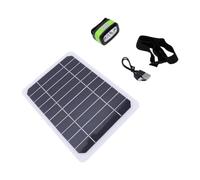 Lámpara Solar para Cabeza con Panel Solar de 5W, Diseño Compacto | Incluye kit de carga solar, modos de brillo ajustables, material liviano, adecuado para acampar, hacer caminatas y