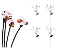 Lámpara solar para exteriores de 70 cm, 5 abejas, de plástico, juego de 4 unidades, lámpara solar para jardín, lámpara de jardín, lámpara solar, lámpara de camino, lámpara decorativa para jardín, luz
