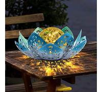 Lámpara solar para exteriores, decoración de jardín exterior, impermeable, ahuecada, lámpara solar de flores de loto, decoración de jardín, bola de cristal crack, lámpara solar para exteriores,