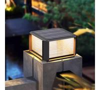 Lámpara Solar para Postes de Exterior, Moderna lámpara LED para Vallas, Pilar de terraza, iluminación Impermeable para paisajes, Carcasa Cuadrada Negra, Pedestal para Patio, jardín, Villa, Camino (