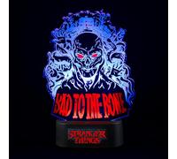 Lampara Stranger Things Bad To the Bone - Lampara Escritorio Gaming o de Mesita de Noche con Luz Led 16x24cm | Pilas o Cable (Incluido); Decoracion Habitacion Gamer; Stranger things Merchandising