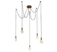 Lampara suspension 5 puntos de luz interior metal cobre antiguo E27 60W Trio Lig