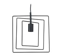Relaxdays Lámpara Techo Cuadrada, Luz Colgante Metal E27, Salón, Dormitorio, Comedor, Cable Largo Ajustable, Mate, Negra