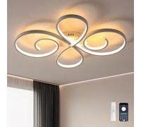 Lampara Techo de Araña Tiene una Forma Curva Moderna y Sencilla Luces de Techo con Mando a Distancia Función Memoria Brillo Ajustable Temporizador y 3 Temperaturas de Luz para La Sala de Estar, Blanco