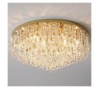 Lampara Techo Lámpara de techo Sala de estar Dormitorio Lámpara redonda Acero inoxidable + Cristal Fuente de luz tricolor ajustable Luz de Techo (Color : Gold, Size : 80cm)