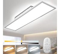 Lámpara Techo LED Regulable 120 x 30 cm, 52W Plafonnier Función de Memoria, Lámpara Techo con Mando Distancia, 2700-6500 K, Luz Blanca Cálida, Natural, Blanca Fría éclairage pour Bureau Atelier Salon
