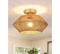 Lampara Techo Ratan 1 Luz Lampara Mimbre Techo, Dorado Lampara Araña Boho | Dorado Lampara Ratan Techo, Lampara Mimbre, Lampara Techo Mimbre Salon Dormitorio Habitacion Cocina Pasillo, Casquillo E27