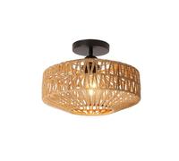 Lampara Techo Ratan,Pantalla de Color Café,Vintage Rusticas Estilo Mimbre Lamparas de Techo Con Diseño Bohemio,Para Salon,Cocina,Habitacion,Comedor,Lampara Colgante isla Cocina,Ø30cm,E27 Portalámparas