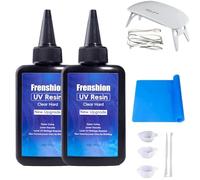 Lámpara ultravioleta + fórmula actualizada 200g resina ultravioleta dura de baja viscosidad + almohadilla + herramienta de fabricación, fundición y recubrimiento de joyas proceso DIY