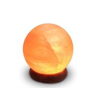 Lámpara USB de cristal de sal de Himalaya natural esfera - 100% auténtica - tallado a mano - base de madera - cable eléctrico USB suministrado - aprox. 500 g - Zen'Light, naranja