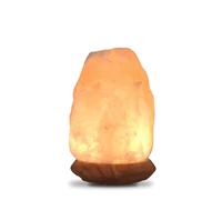 Lámpara USB de cristal de sal de Himalaya Rock - 100% auténtico cristal de sal del Himalaya natural - tallado a mano - base de madera - cable de alimentación USB incluido - aproximadamente 500 g -