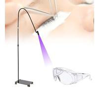 LáMpara Uv Para PestañAs Con Ruedas, LáMpara De Gel Con Pedal, Cuello De Cisne Ajustable, LáMpara De Pie InaláMbrica Para Curar Esmalte De Gel, Ideal Para Artistas De PestañAs,Black