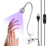 Lámpara UV profesional con cuello de cisne de 5 W, secado en gel, semipermanente, diseño metálico ajustable 360°, alimentación USB para Nail Art & Extensiones,Plata