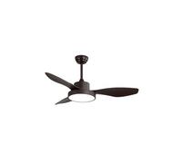TODOLAMPARA - Ventilador de techo con luz LED 40W modelo HAYATE Marrón, 3 tonalidades de luz con memoria, 3 aspas, 3 velocidades, control remoto, temporizador, tamaño mediano