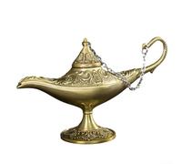 Lámpara vintage para leyenda para estilo Aladdin con estampado floral detallado de aleación de zinc, decoración de mesa, lámpara artesanal para exhibición de coleccionista (cobre antiguo)