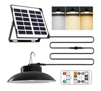 Lámpara y solares para exterior e interior, mando a distancia, 3 colores de temperatura LED, colgante IP65, resistente al agua