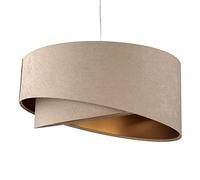 Lámparacolgante de tela de terciopelo beige dorado, pantalla asimétrica Ø50cm E27, dormitorio, salón, pasillo